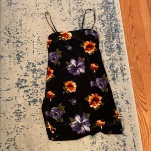 Black velvet floral dress